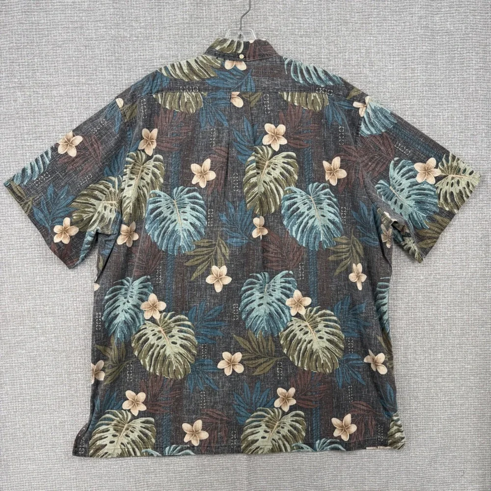Vtg‎ 90s Reyn Spooner Sz 3XL Hawaiian Popover Orange Tan Blue Monstera Floral